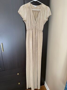 Pleated Wrap Maxi Dress - Gold